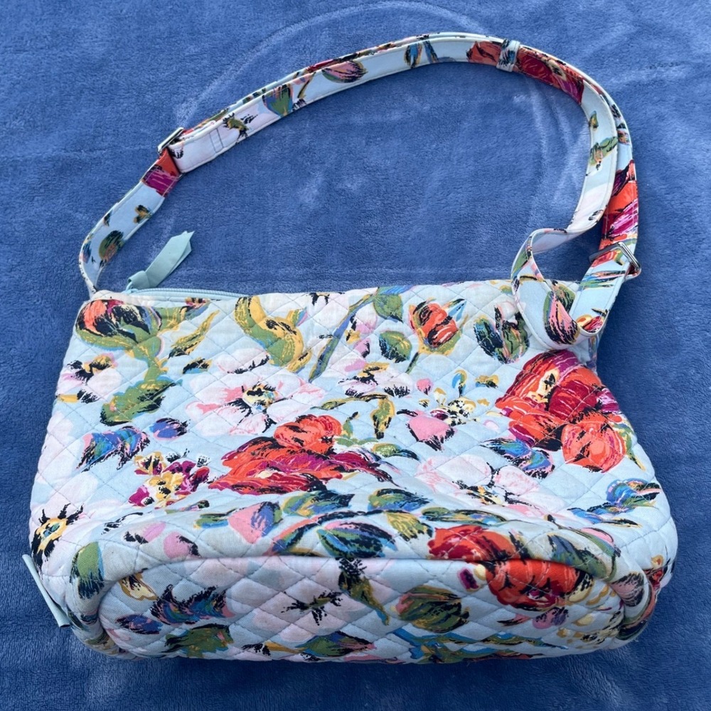 Vera Bradley Floral Tote Bag English Meadow Quilted Baguette Shoulder Bag